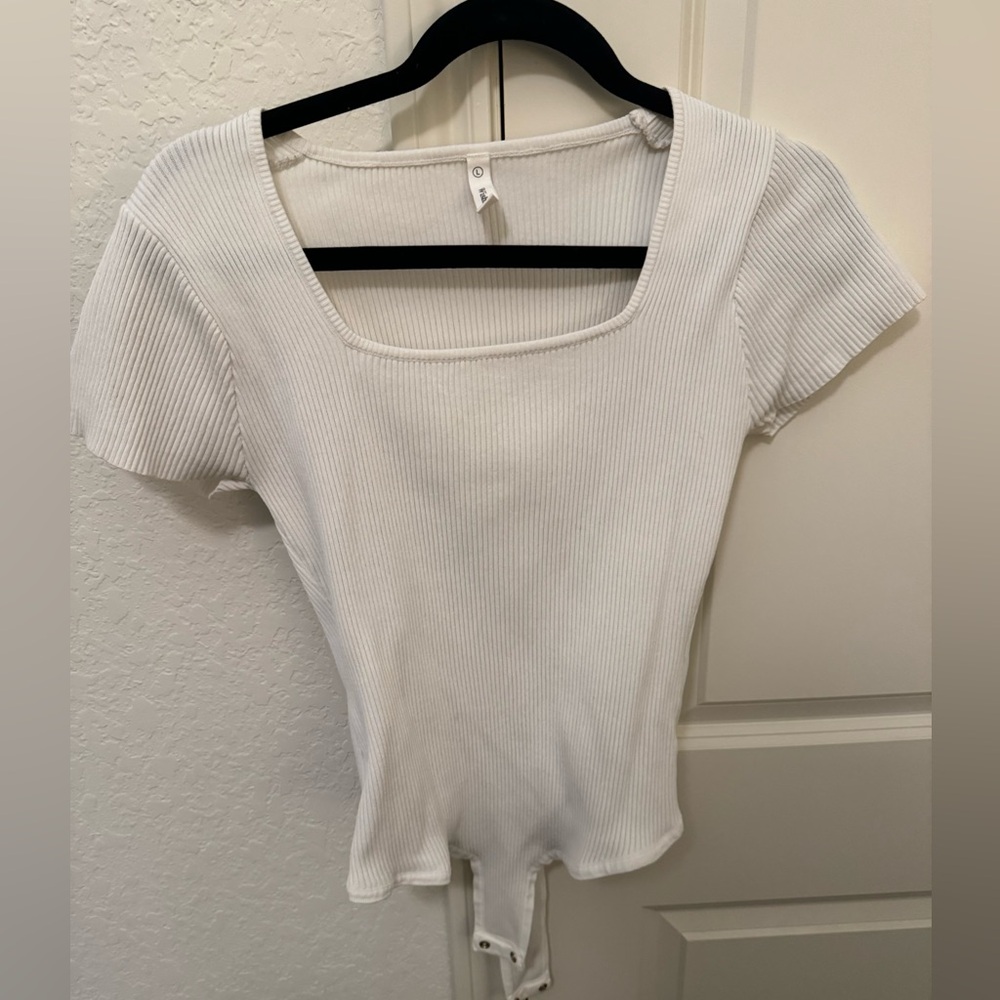 Large wishlist square neck ribbed body suit white